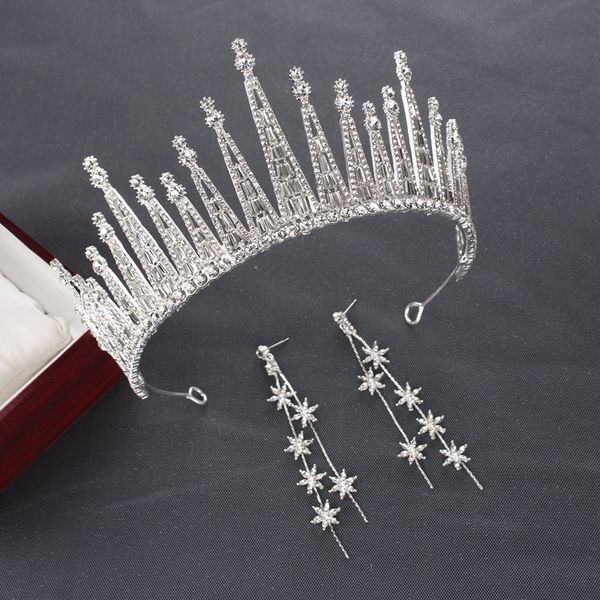 

high end atmosphere bridal headdress 2020 new main wedding dress crown luxury super fairy three piece suit, Silver