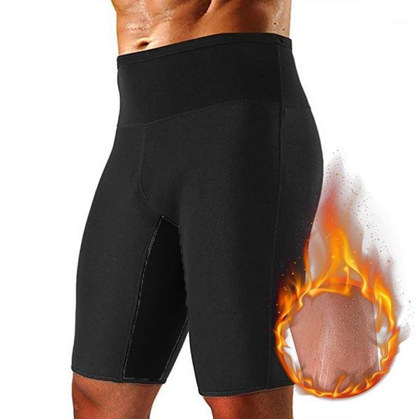 

2020 new mens sauna sweat thermo shorts body shaper athletic yoga gym shorts male summer sports1, White;black