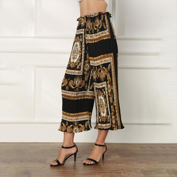 

ewq] oversize new summer ealstic high waist print patchwork loose pants women large size fashion tide 3aj41903.2xl, Black;white