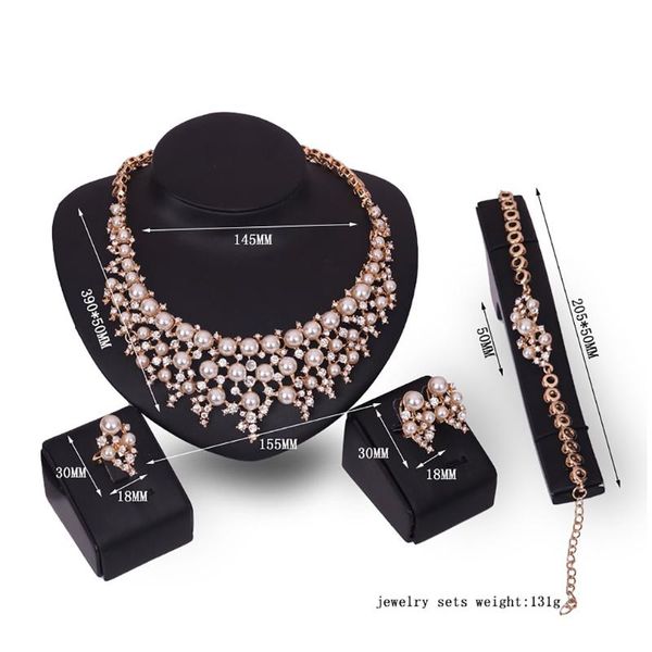 

61154190 girls ornament set delicate alloy lady necklace charming women bracelet pair ear stud vintage female fingle ring, Silver