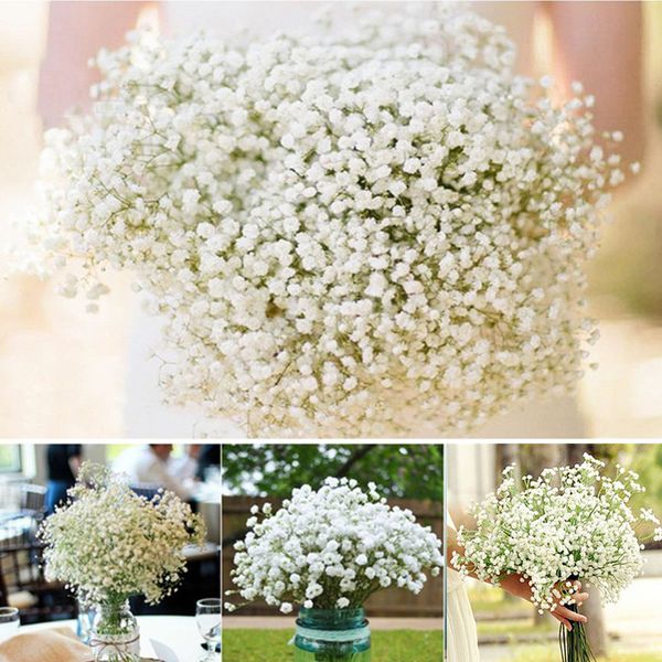 

elegant white gypsophila baby's breath artificial fake silk flowers bridal bridesmaid holding flowers bouquet plant for home decor orna