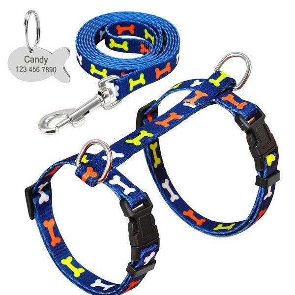

nylon cat puppy harness customized printed walking cat kitten vest pet traction harness leash set with engraved id sqcmwf