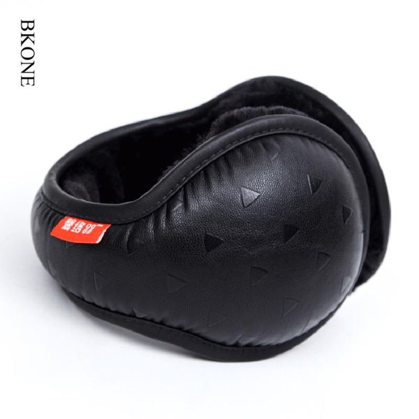 

ear muffs earmuffs men women winter foldable warmers plush faux leather cover bag adjust back wearing earflaps, Blue;gray