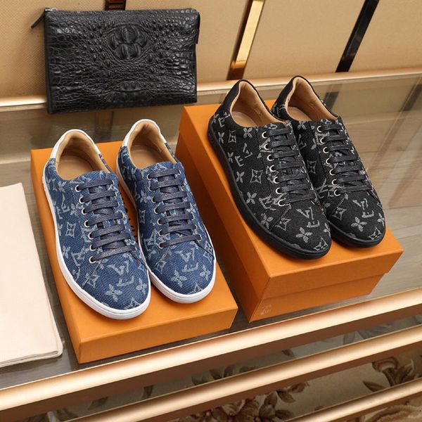 

новая мода высокого качества, дизайнеры джинсовой старшие ручной работы мужчины досуг спортивная обувь черный и синий размер 38 ~ 45 оригина, Black