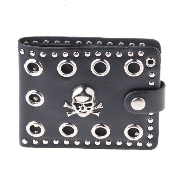 

leather cool punk gothic western skull clutch purse wallets with chain for men l9be, Red;black