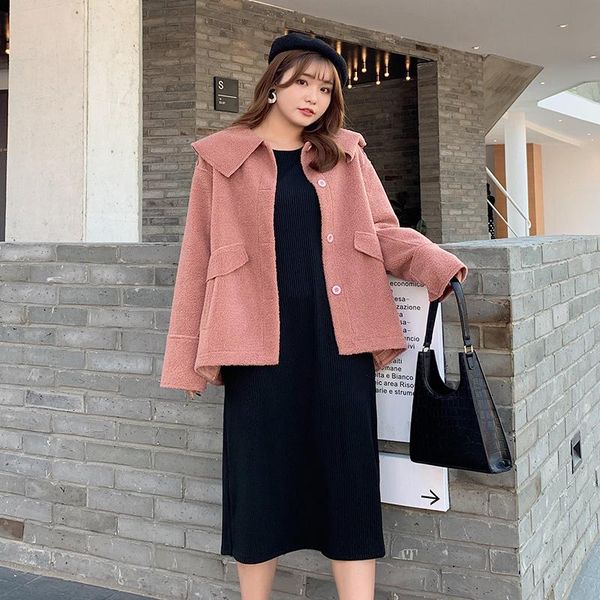 

women's jackets autumn/winter korean version of the large clothing loose style short coat 2195, Black;brown