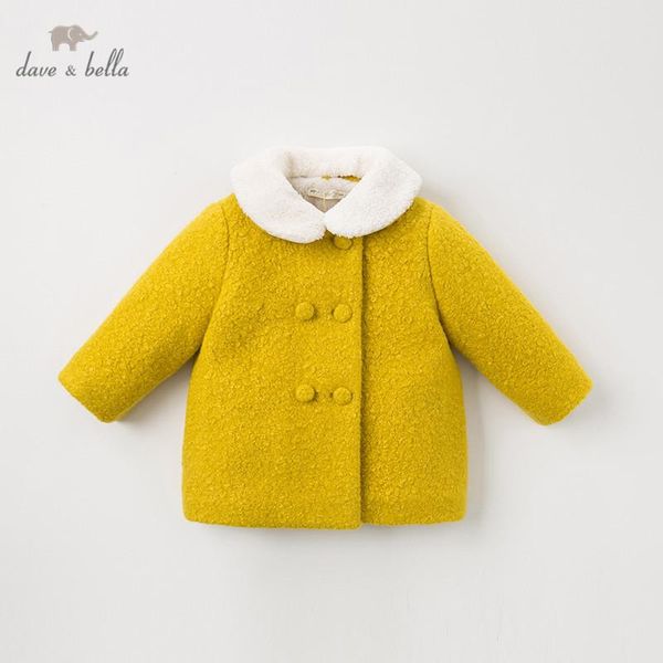 

db11632 dave bella winter baby girls cute button solid removed fur coat children fashion infant toddler outerwear, Blue;gray