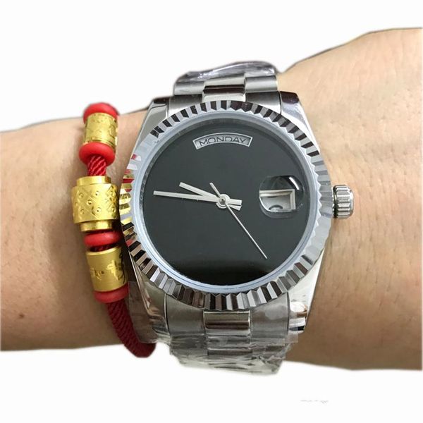 

new watch classic men 36mm automatic mechanical watch 2813 movement sweeping movement clock day date watches, Slivery;brown