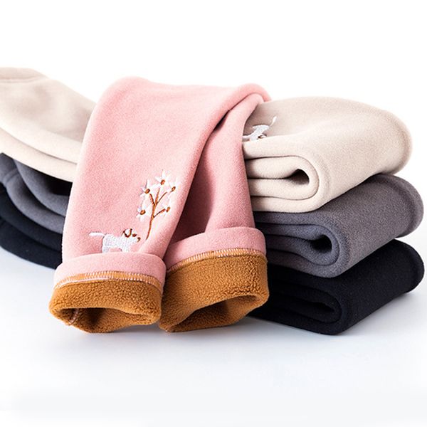 

baby girls leggings winter children thick warm long pants skinny pencil pants kids clothes girls embroidered pants trousers lj201019, Blue