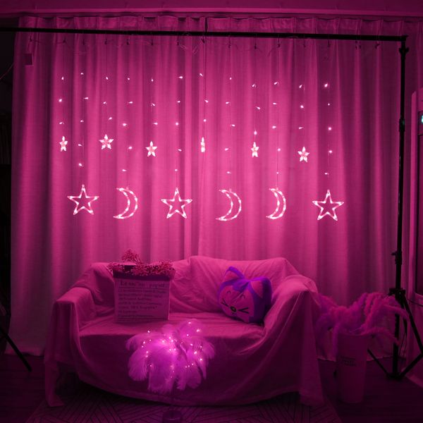

led curtain light star and moon string light 2.5m 138led waterproof christmas decoration light party wedding 3 string batch