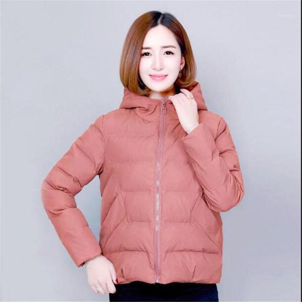 

2019 jacket women winter fashion warm thick solid short style cotton padded parkas coat plus szie 3xl 4xl1, Black