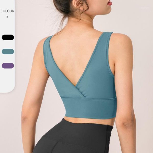 

gym clothing deep-v yoga shockproof running sports bra women workout fitness crop vest-type sport bra1, White;black