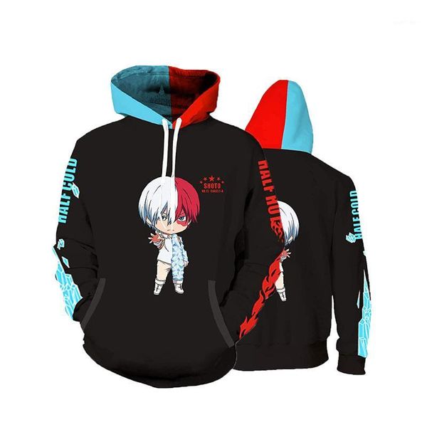 

2020 fashion todoroki shouto 3d printed hoodie men my hero academia anime pullover polyester hoodie sportswear1, Black