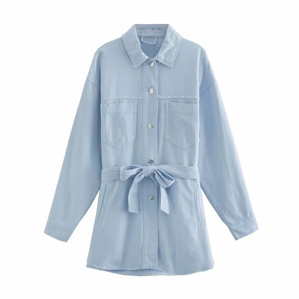 

2021 new stylish rivet bow sashes lace-up jackets women fashion single breasted lapel collar coats female outerwear sqmq, Black;brown