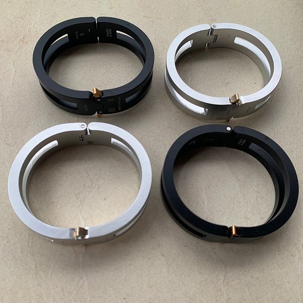 

2020ss version 1017 alyx 9sm rollercoaster track alloy bracelet men women couples bangles women oval buckle11, Black