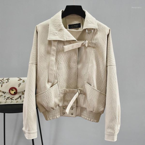 

sweetwear women faux leather jackets spring ladies loose batwing sleeve biker coat female turndown collar black short outerwear1