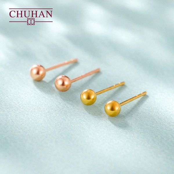 

stud chuhan 18k gold earrings fine jewelry simple trendy wedding gift pure au750 yellow rose classic style earr, Golden;silver