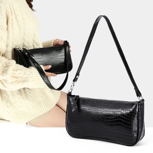 

classic crocodile pattern solid women small shoulder bag female pu leather subaxillary handbags designer alligator clutch bag c0125