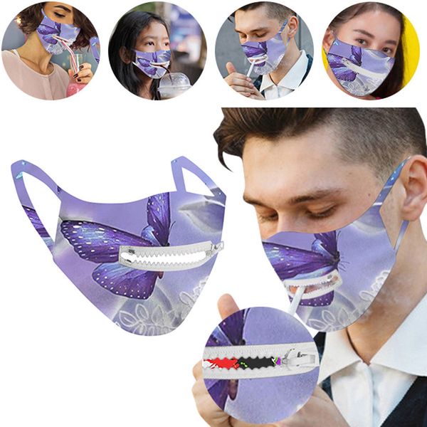 

washed new 2021 can be new washable mascara protective men & women reusable zipper mask easy to drink christmas gift #gm