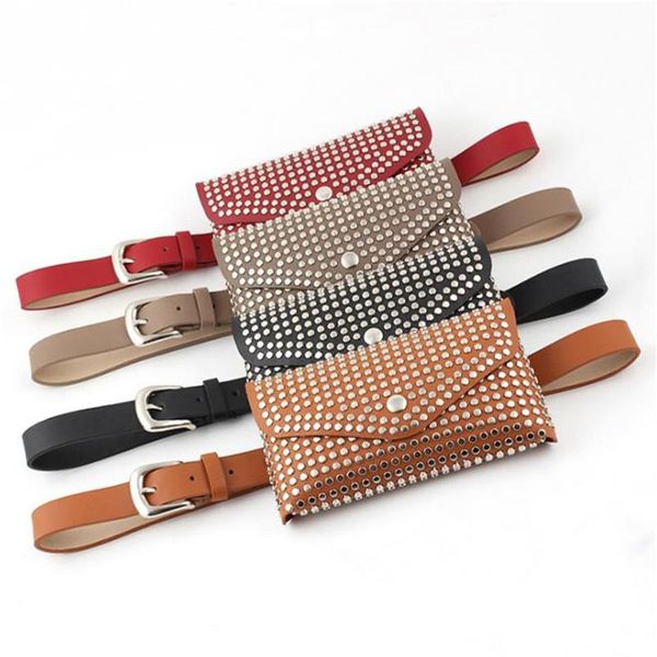 

fashion rivets waist pack luxury designer fanny pack small women waist bag phone pouch punk belt bag purse