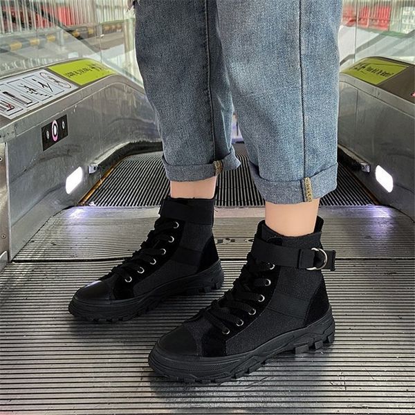 

2021 new comfortable the woman of lona lace up high vulcan zapatos mujer fashion shoes for women ywld, Black;white