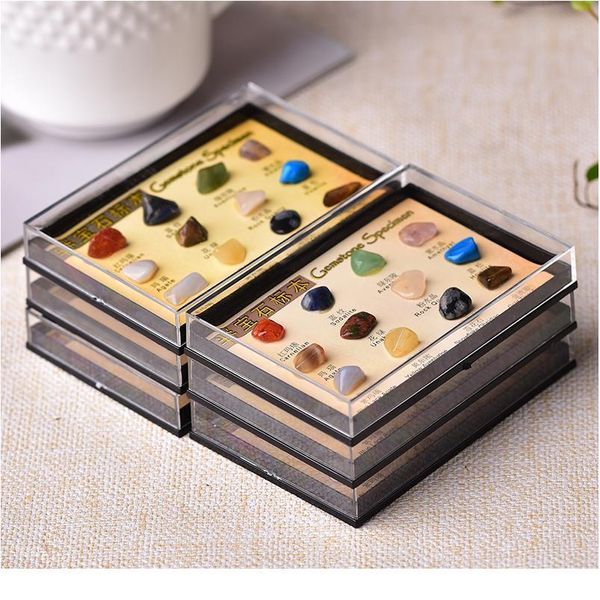 

1set natural crystal stone rock mineral specimen teaching specimens jaspery gift box healing stone gifts for qylbcl, Black