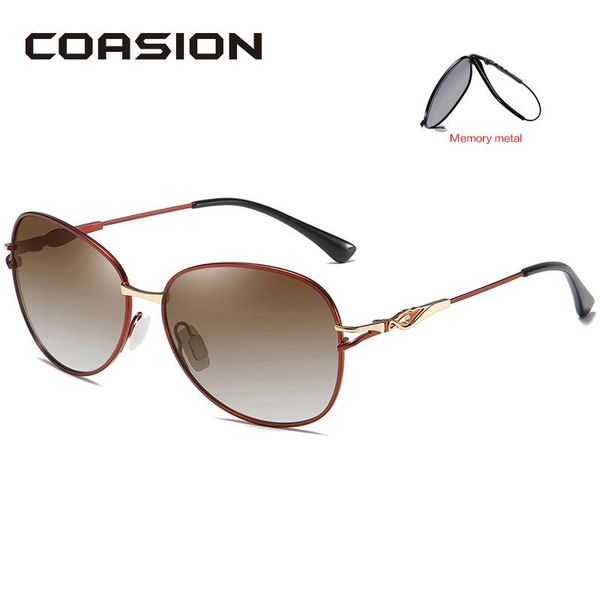 

coasion memory metal frame sunglasses women polarized gradient lens ladies sun glasses shades for women lentes de sol ca1617, White;black