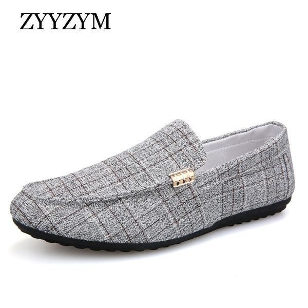 

zyyzym men casual shoes spring summer men loafers new slip on light canvas youth men shoes breathable fashion flat footwear y200104, Black