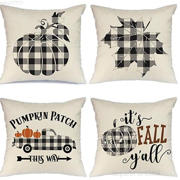 

a-halloween pumpkin sofa throw pillowcase printed cover plaid pillow case pillowslip for car office home decor owd2109