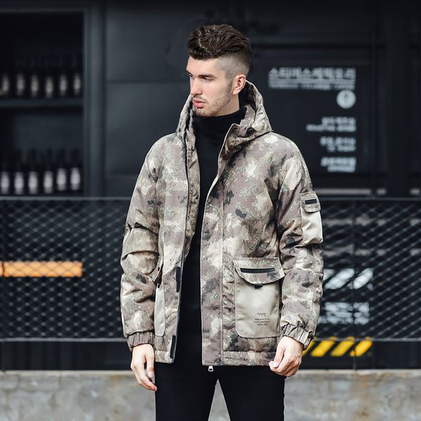 

new winter jacket men casual white duck down warm hooded coats mens outwear windbreaker thicken parkas abrigo hombre casaco y1120, Black