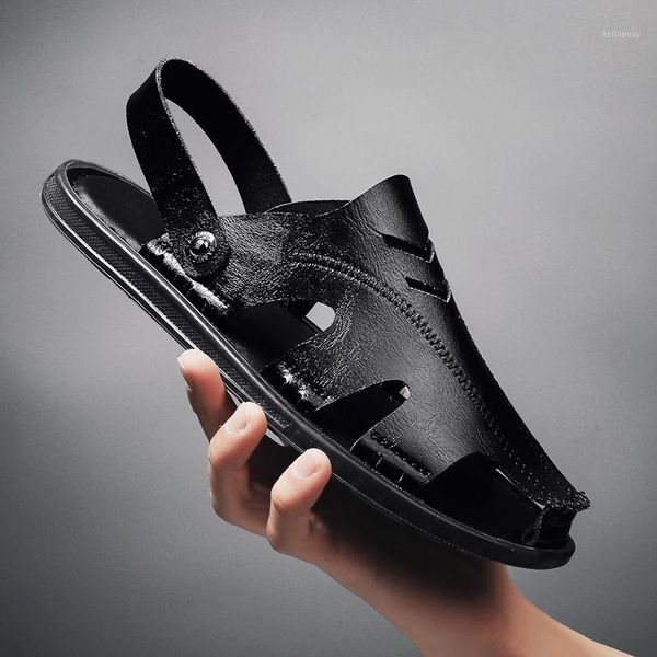 

summer men's sandals outdoor breathable light men roman beach sandals white footwear flip flops slippers1, Black