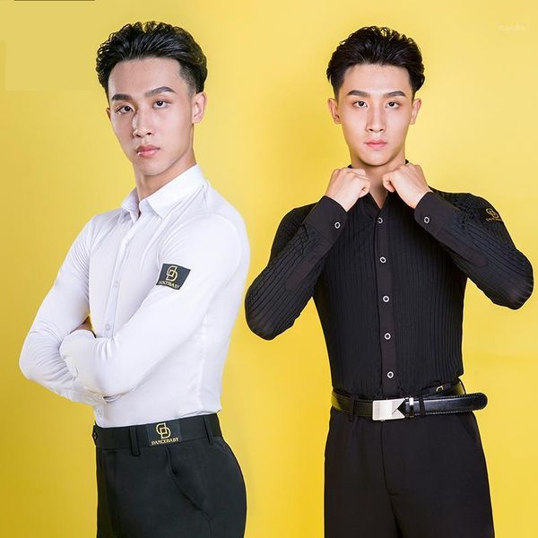

2019 latin dance garment dance waltz ballroom garment performance latin man shirts, Black;red