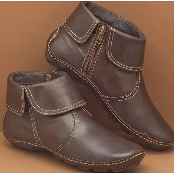 

women ankle boots ladies zipper boots women's comfort soft pu leather autumn woman sewing casual female fashion botas mujer, Black