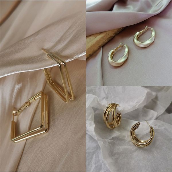 

6enk rose chunky earring gold vintage allure earrings originalfor pandora sterling silver cz women gift girls diamond stud, Golden