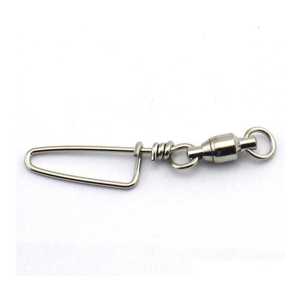 

wholesale- 10pcs/lot fishing swivels snap rolling swivel connector ball bearing curve type pin stainless steel