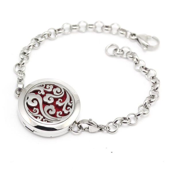 

10pcs/lot 25mm stainless steel women openable essential oil aroma diffuser perfume locket bracelet with pads, Black
