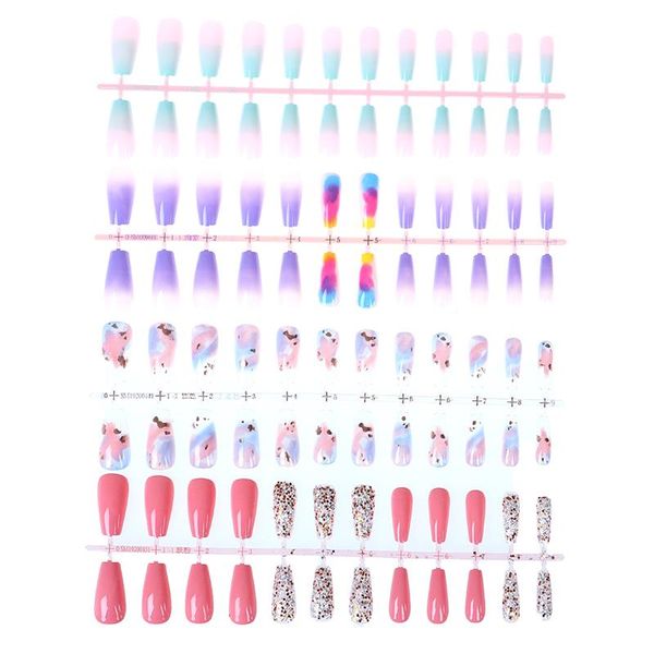 

false nails 24pcs/set fashion fake long square nail art acrylic tips beauty, Red;gold