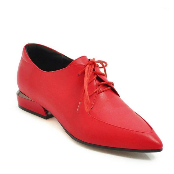 

dress shoes british wind spring 2021 low heel side with size 43 lace-up point code 33 - single woman shoes1, Black