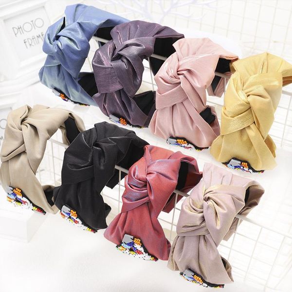 

new arrival korean boutique women headwear solid color bright silk wide-brimmed headband headband high-grade shiny