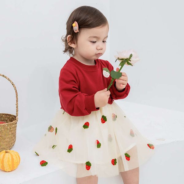 

spring little girl's 2020 and new autumn drs long sve baby foreign sle one year old princs skirtn1lo, Red;yellow