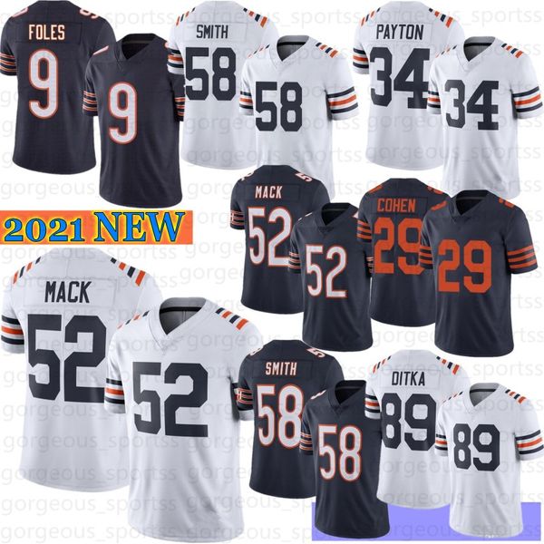 

9 nick foles 52 khalil mack men football jersey mitchell trubisky allen robinson ii walter payton cole kmet mike ditka eddie jackson smith, Black;red