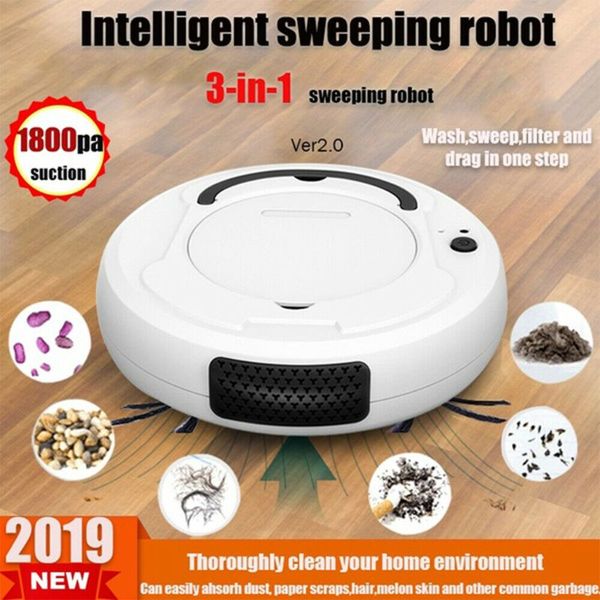 

3.7v 1200mah smart sweeping robot vacuum cleaner floor edge dust clean auto suction sweeper with 1800pa powerful suction