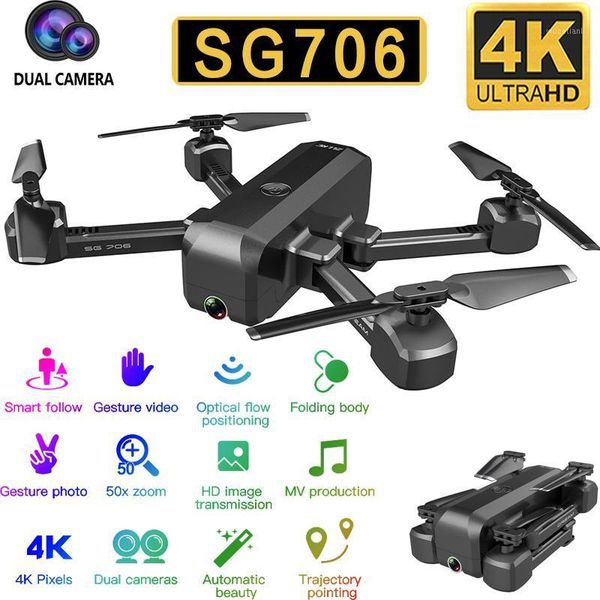 

sg706 quadcopter drone 4k 1080p dual camera wifi fpv optical flow profissional rc drone foldable quadrocopter toys1