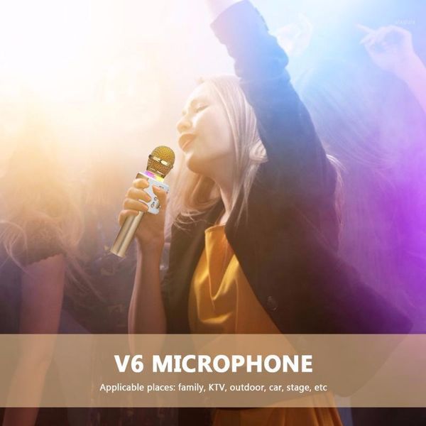 

v6 bluetooth wireless microphone handheld karaoke mic speaker with mute switch microphones usb rechargeable meeting1