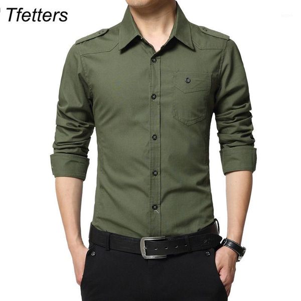 

tfetters new men's shirt epaulette fashion long sleeve epaulet shirt style 100% cotton army green shirts with epaulets1, White;black