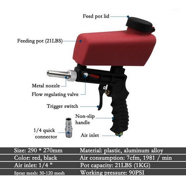 

1pcs sand gravity sandblasting gun 90psi pneumatic sand blasting set portable anti rust protection tool new1