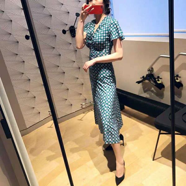 

fandan дом 19 весны лето кнопки украшения для женщин v-образного вырез плиссированной леди цветочных пригонок платье dressbutton dressbig ка, Black;gray