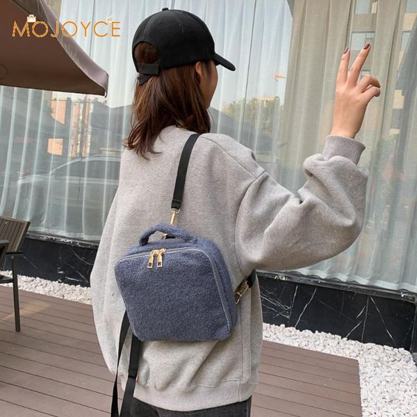 

autumn winter casual backpack plush shoulder solid color elegant school bag furry fluffy plush backpack ladies rucksack sac a