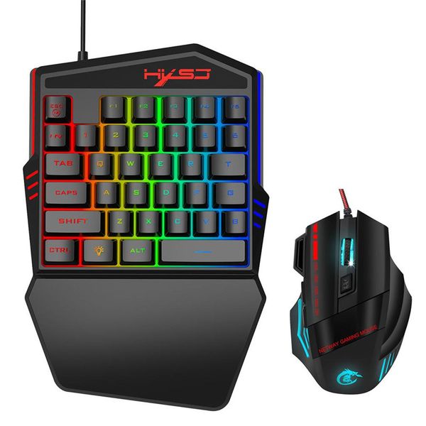 Profissionais de Moda 35 Chaves Uma Mão teclado Jogo Gaming Mouse Teclado Para LOL Dota PUBG Fortnite Teclados Ferramentas V100 grátis DHL