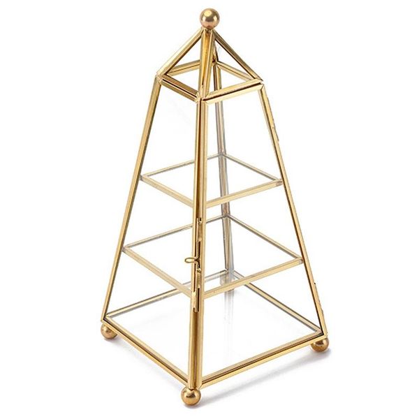 

geometric transparent glass jewelry box jewelry storage box deskhome, Pink;blue